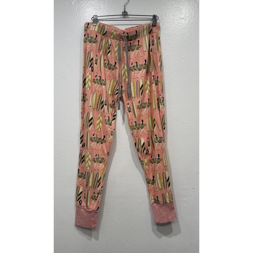 Munki Munki Pajama Pants Women's Size Large Ladies With Surfboards‎ Print Lounge